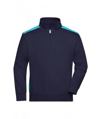 JN 868 Workwear Half-Zip Sweat (navy/turquoise, XS)