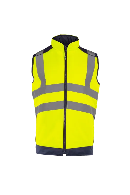 316 169A SIOEN Burton Wende-Steppweste (278 Leuchtgelb/Marineblau, S)