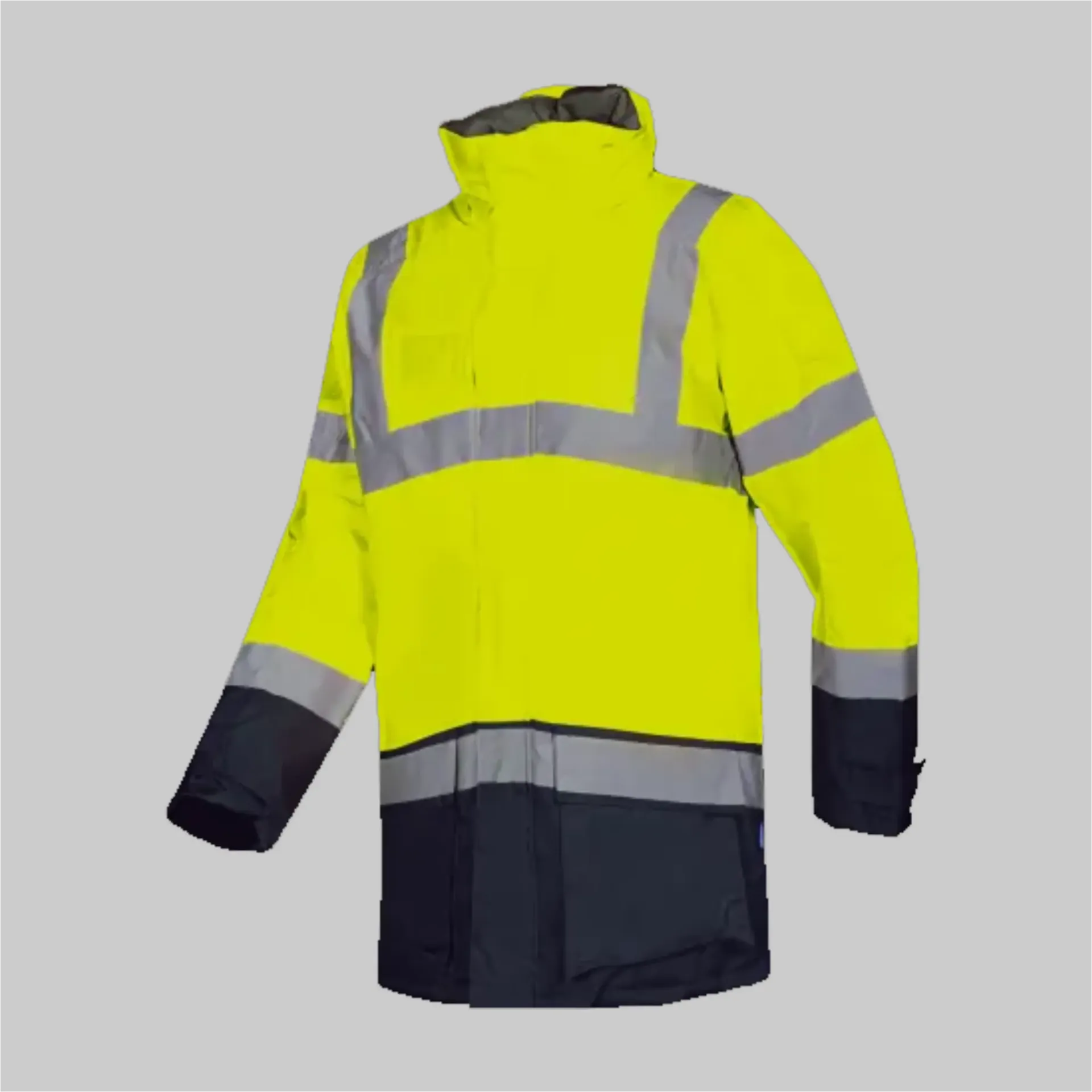 316 313A Sioen Lightflash Warnschutz-Winterregenparka (278 Leuchtgelb/Marineblau, S)
