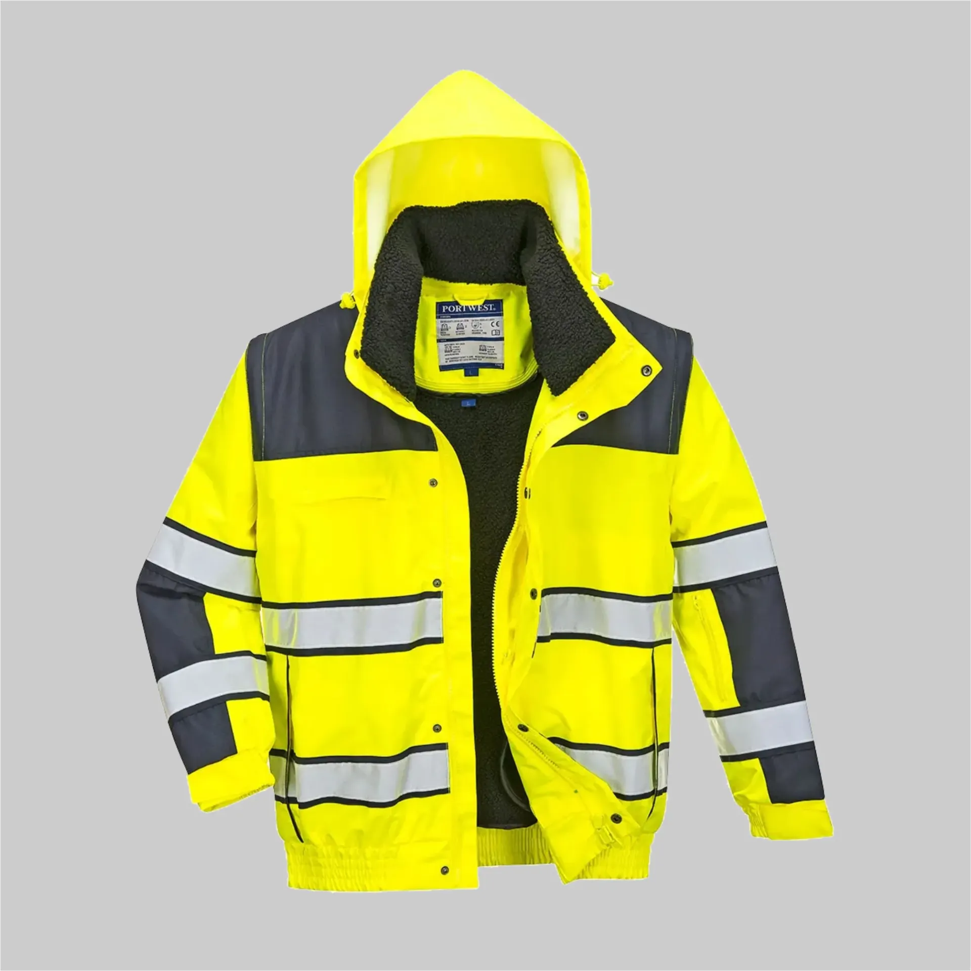 PW C466 Port West Hi-Vis 3-in-1 Kontrast Winter Pilotjacke (orange / schwarz, XS)